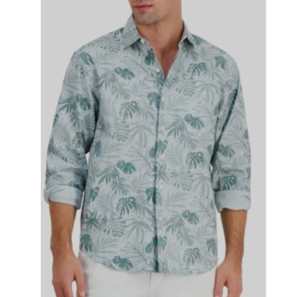 Tommy Bahama Mens Digital Palms Printed Shirt in Trout Size XL